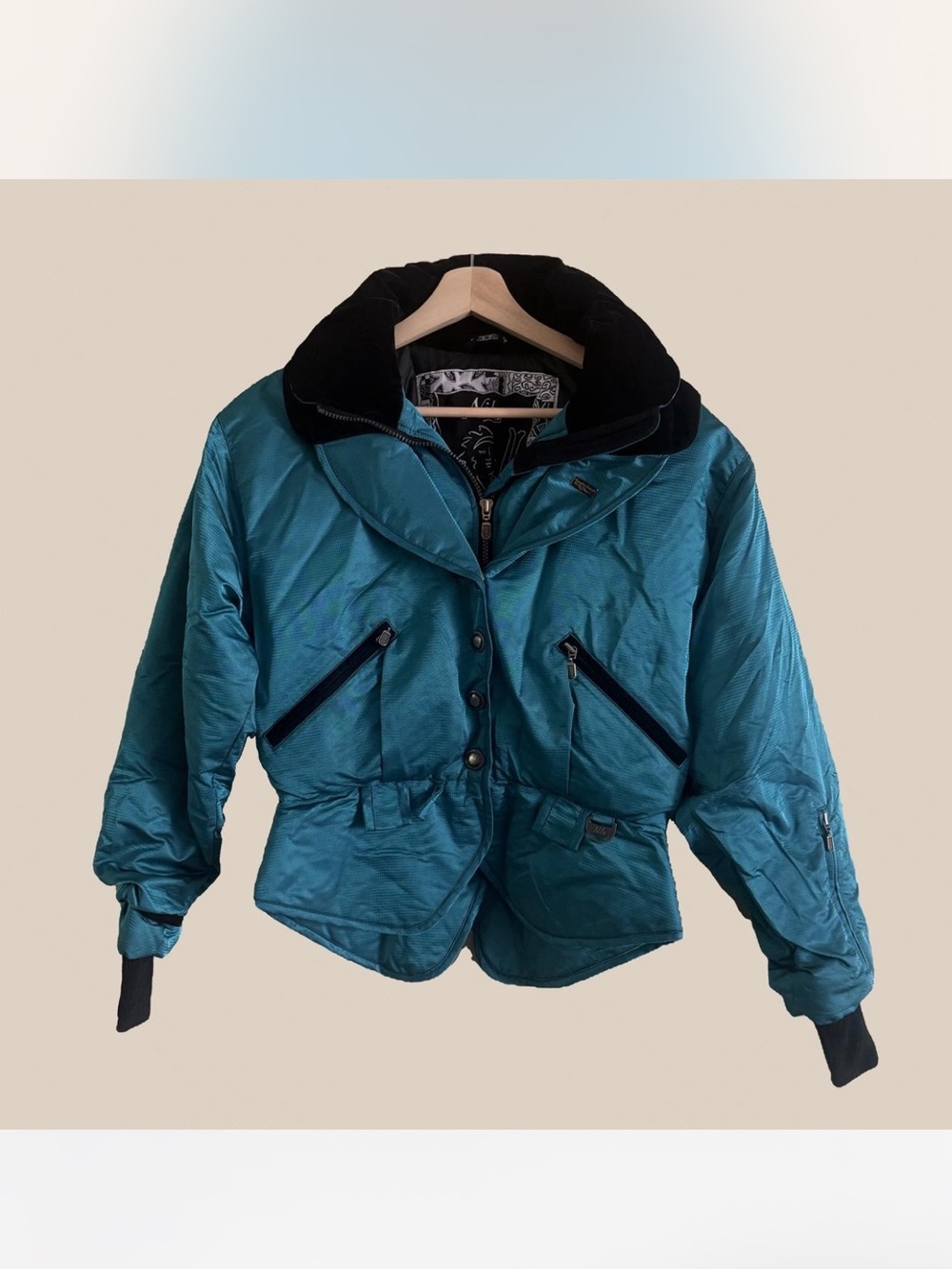 Vintage NILS Teal Ski Jacket with Black Trim